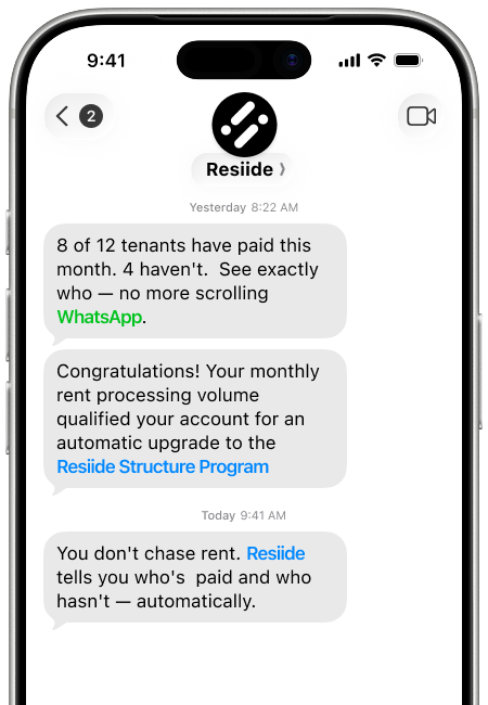 iPhone showing rent updates to the landlord